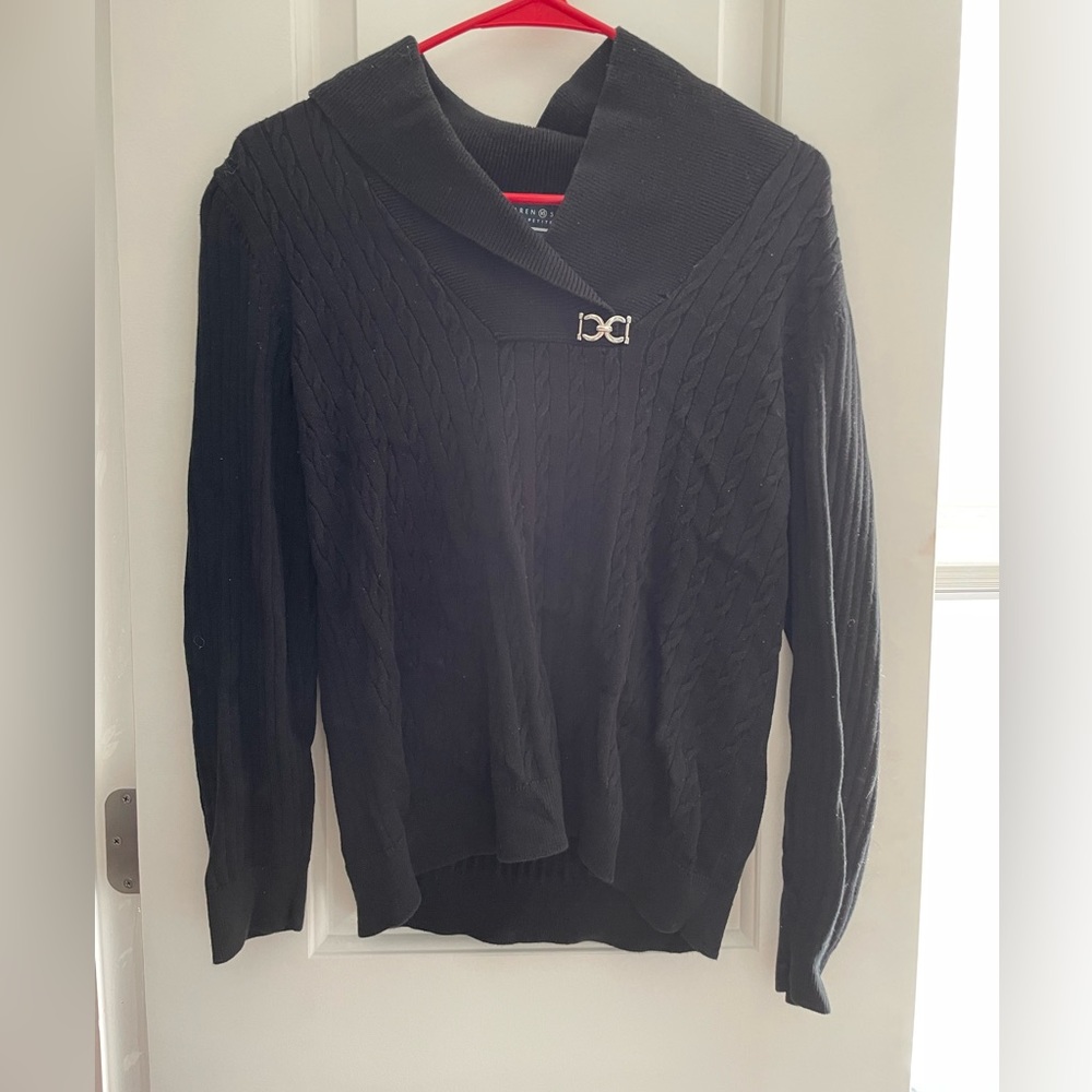 Karen Scott petite large black sweater long sleeve